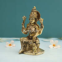 Brass Goddess Lakshmi Devi With Owl- 7 Inch Height