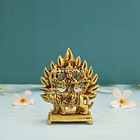 Hindu Goddess Sherawali Maa Durga Devi Sitting On The Lion With Arch On The Back - 4.8 Inch Height