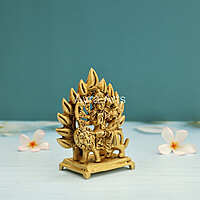 Hindu Goddess Sherawali Maa Durga Devi Sitting On The Lion With Arch On The Back - 4.8 Inch Height