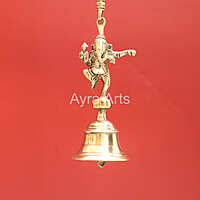 Dancing Ganesha Hanging Bell with chain in Brass - 31 Inch Height