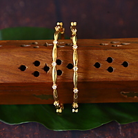 White gold plated ad stone embellished designer bangles