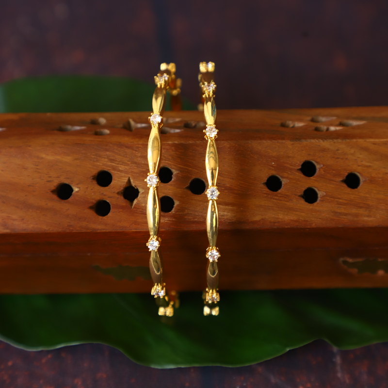 White gold plated ad stone embellished  designer bangles