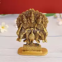 Brass Kumara Swami Subramanya Idol Murugan and His Two Wives Devasena and Valli - 6.2 Inch Height