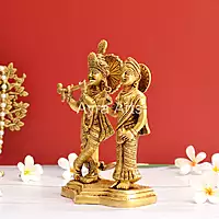 Buy Brass Radha Krishna Standing Idols On One Base - 8 Inch Height