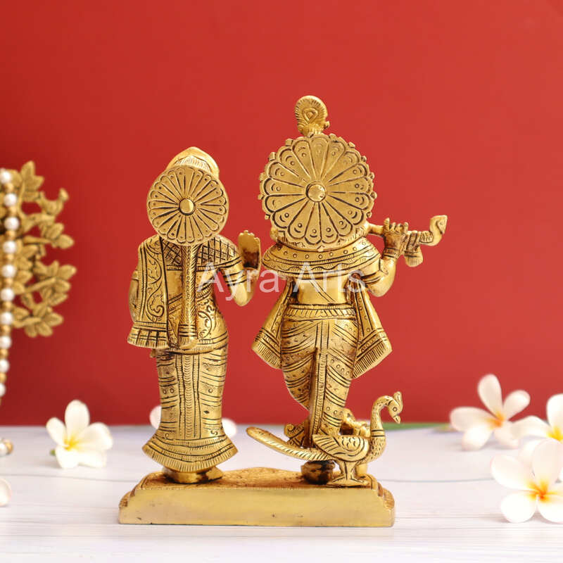 Buy Brass Radha Krishna Standing Idols On One Base - 8 Inch Height