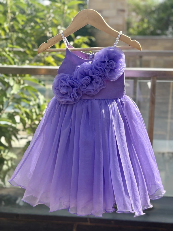 Periwinkle 3D Floral Organza Gown