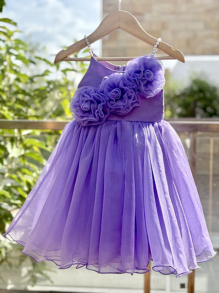 Periwinkle 3D Floral Organza Gown