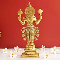Dhanvantari The Physician of Gods Brass Statue - 12.5 Inch Height