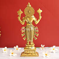 Dhanvantari The Physician of Gods Brass Statue - 12.5 Inch Height