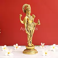 Hindu Lord Dhanvantari Avatar of Vishnu Idol in Brass - 12 Inch Height