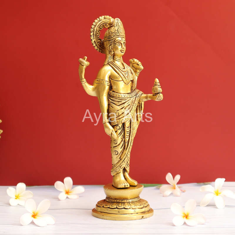 Hindu Lord Dhanvantari Avatar of Vishnu Idol in Brass - 12 Inch Height