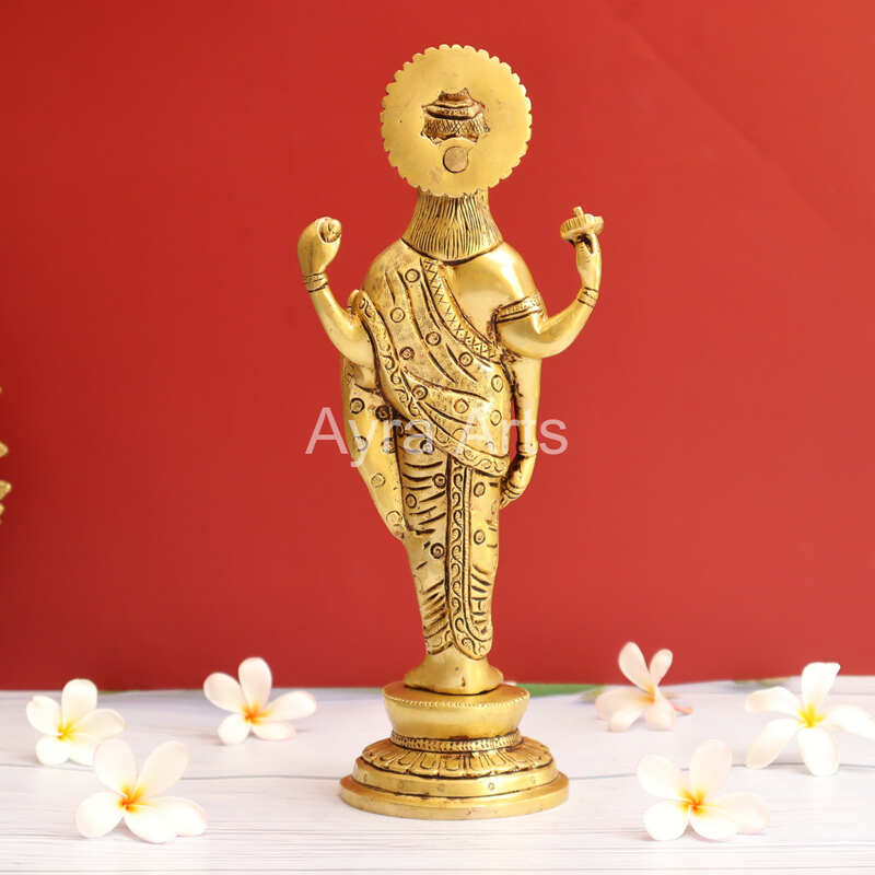 Hindu Lord Dhanvantari Avatar of Vishnu Idol in Brass - 12 Inch Height