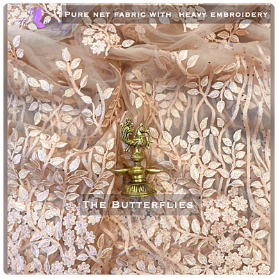 PURE NET FABRIC WITH HEAVY EMBROIDERY  PER METER 47