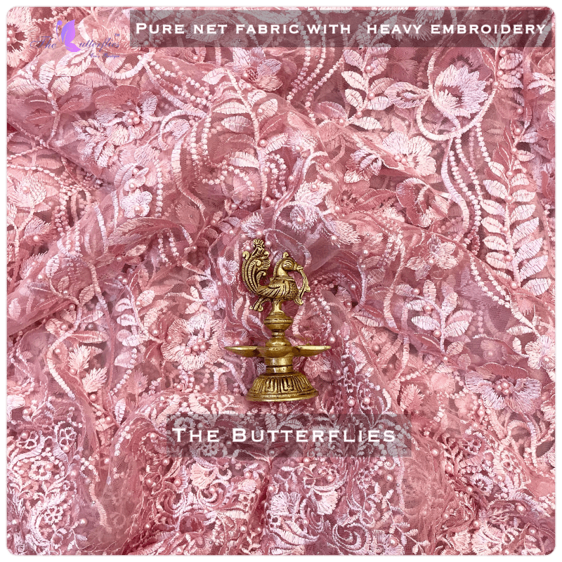 PURE NET FABRIC WITH HEAVY EMBROIDERY  PER METER 48