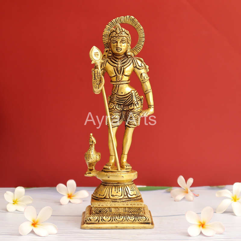 Pure Brass Kartikeya Palani Murugan Kumara Swamy Idol - 11 Inch Height