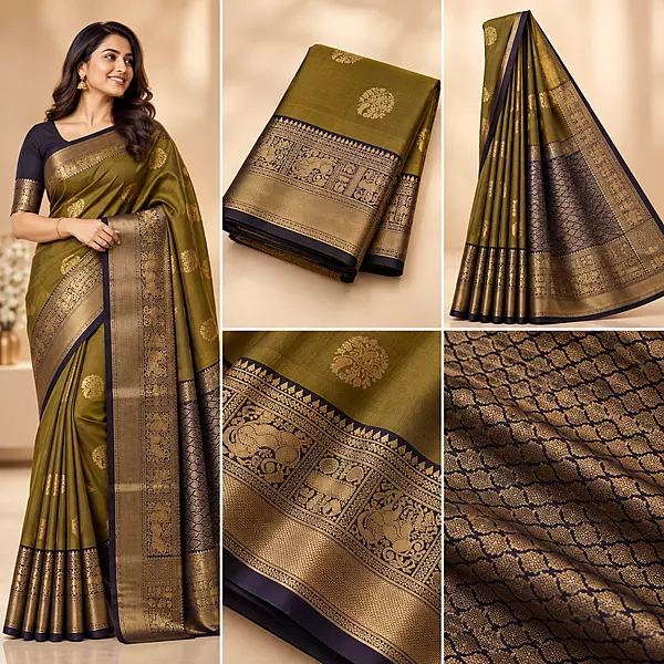 18s2 mehanthi green silk saree