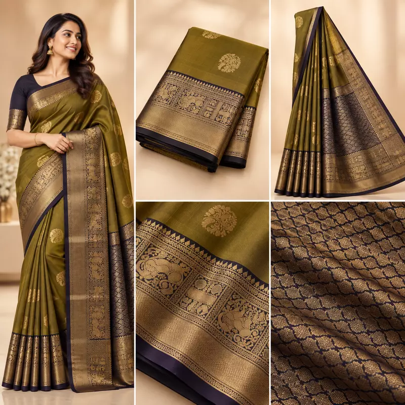 18s2 mehanthi green silk saree
