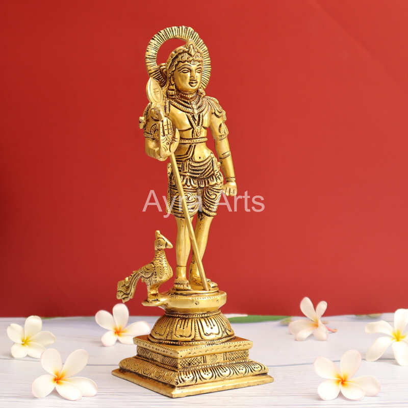 Pure Brass Kartikeya Palani Murugan Kumara Swamy Idol - 11 Inch Height