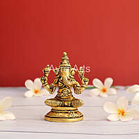 Brass Ganesha Idol - 3.5 inch Height