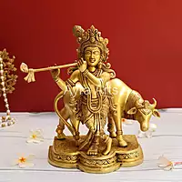 Brass Cow Krishna