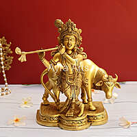 Brass Cow Krishna