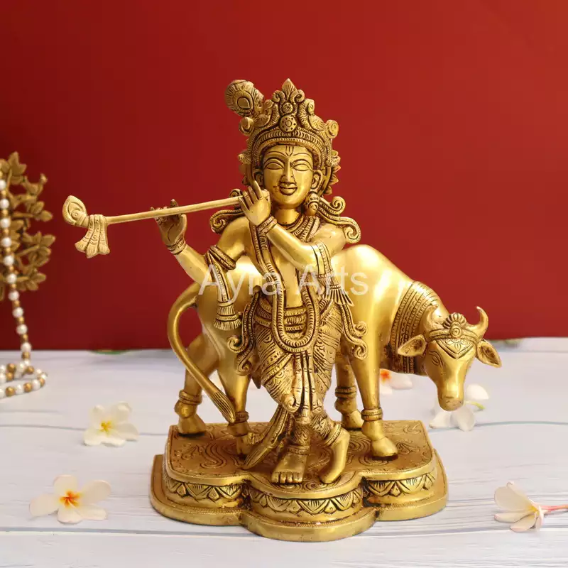 Brass Cow Krishna