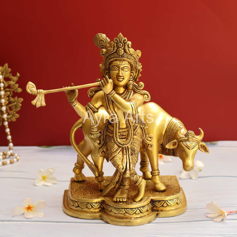 Brass Cow Krishna