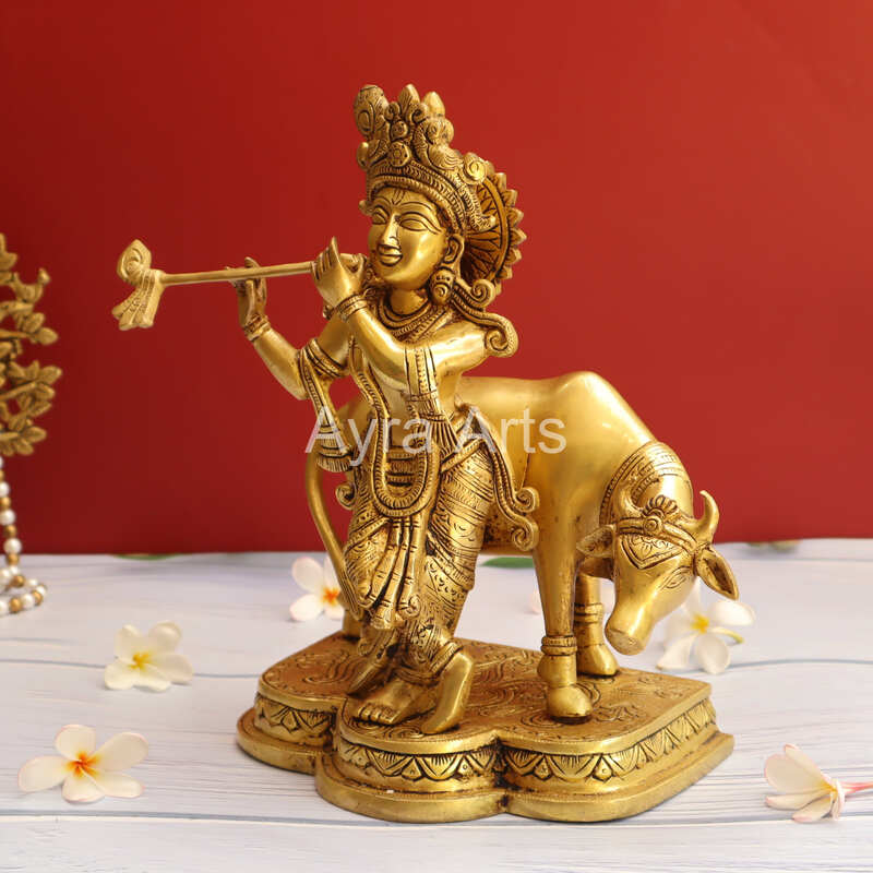 Brass Cow Krishna