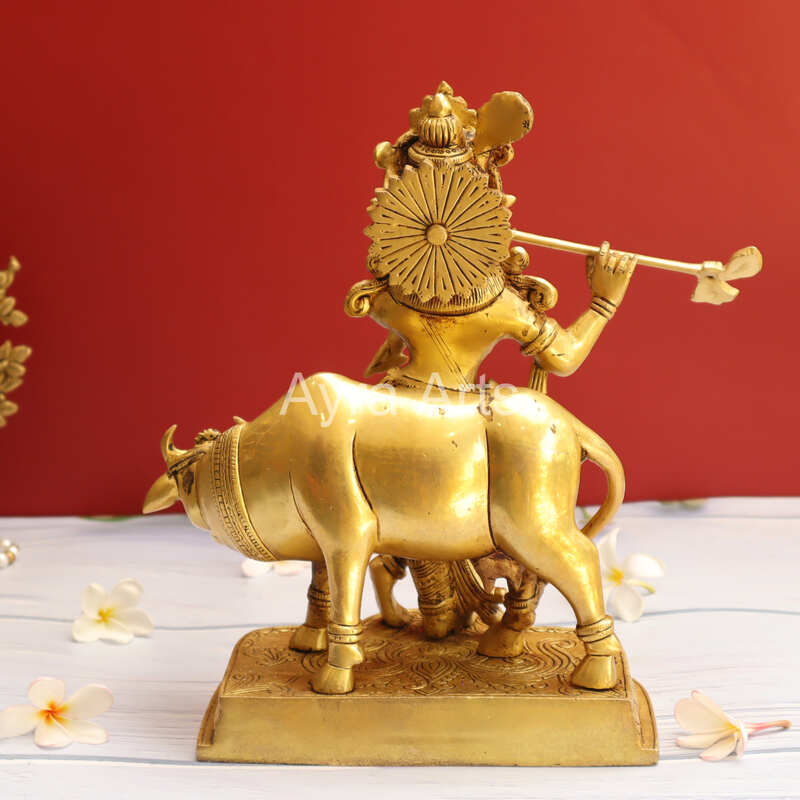 Brass Cow Krishna