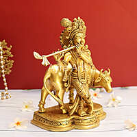 Brass Cow Krishna