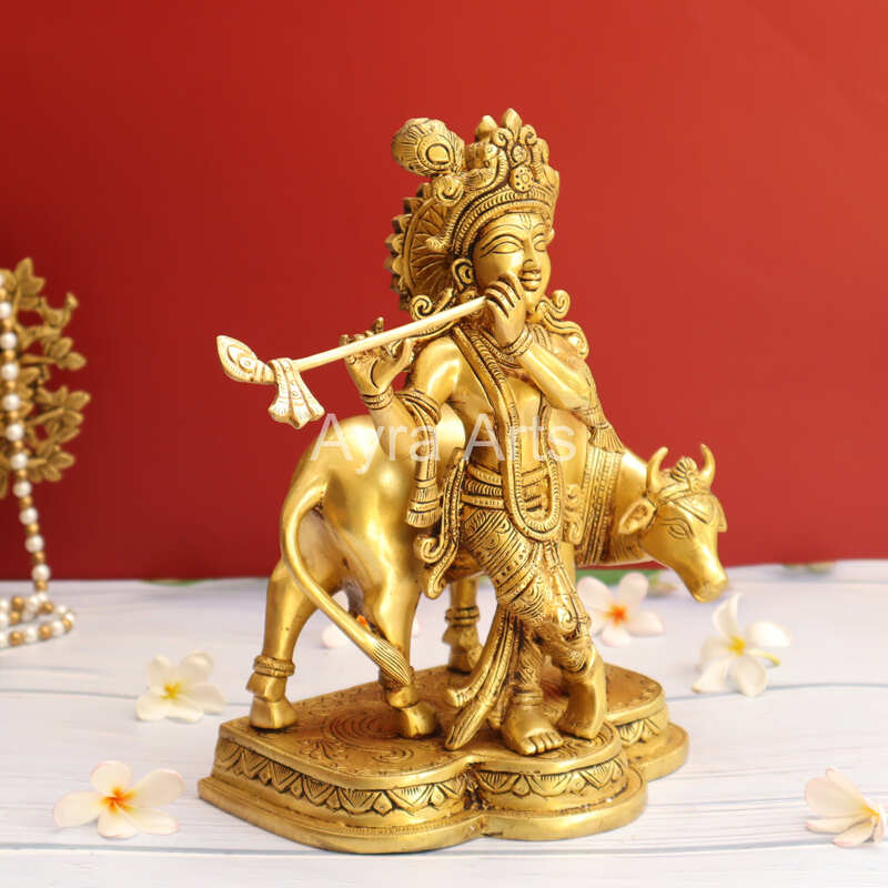 Brass Cow Krishna