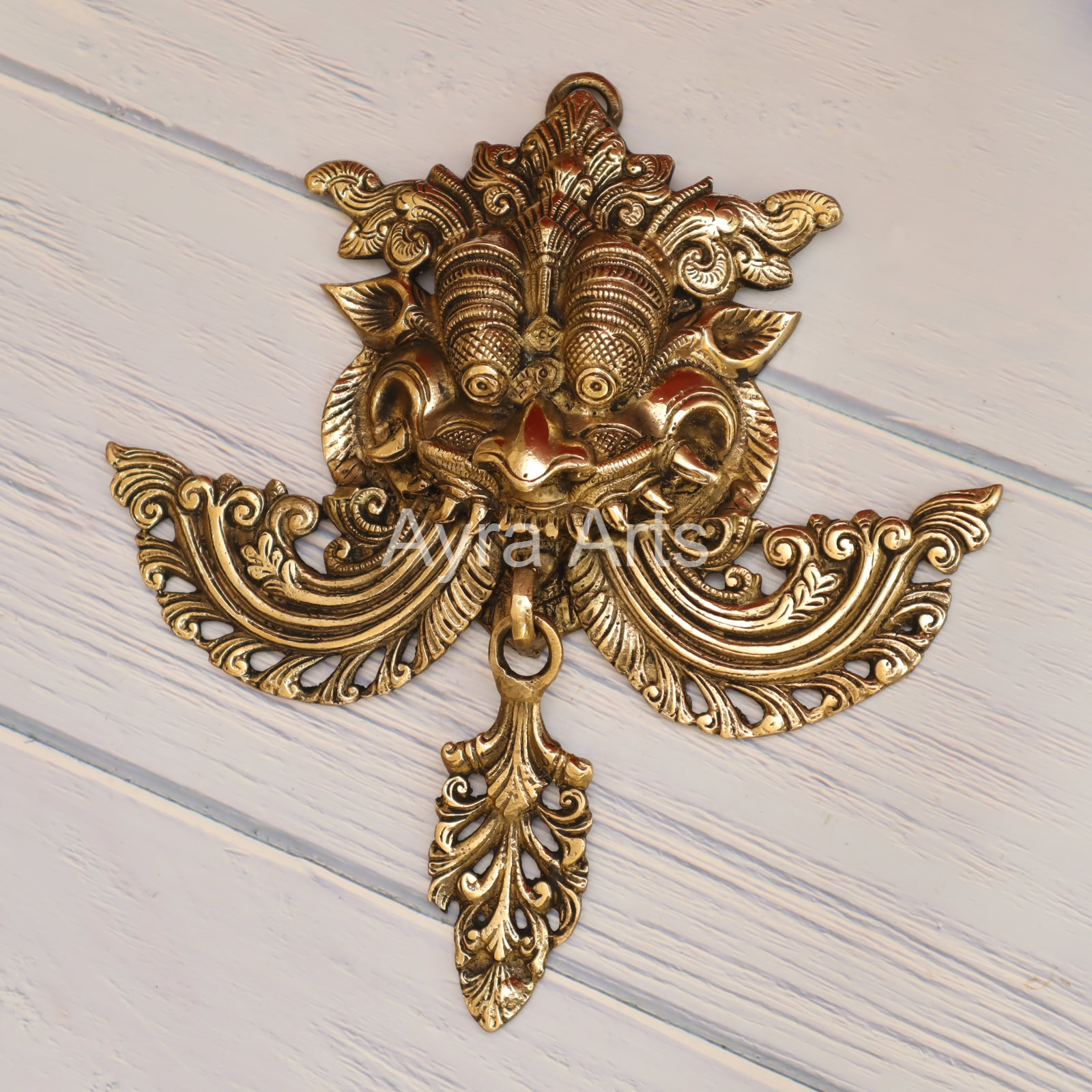 Brass Yali Wall Hanging Evil Eye Protector - 10.2 Inch Length