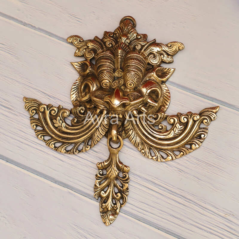 Brass Yali Wall Hanging Evil Eye Protector - 10.2 Inch Length