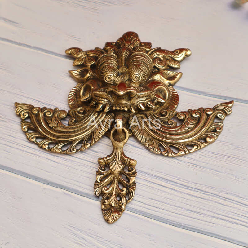 Brass Yali Wall Hanging Evil Eye Protector - 10.2 Inch Length