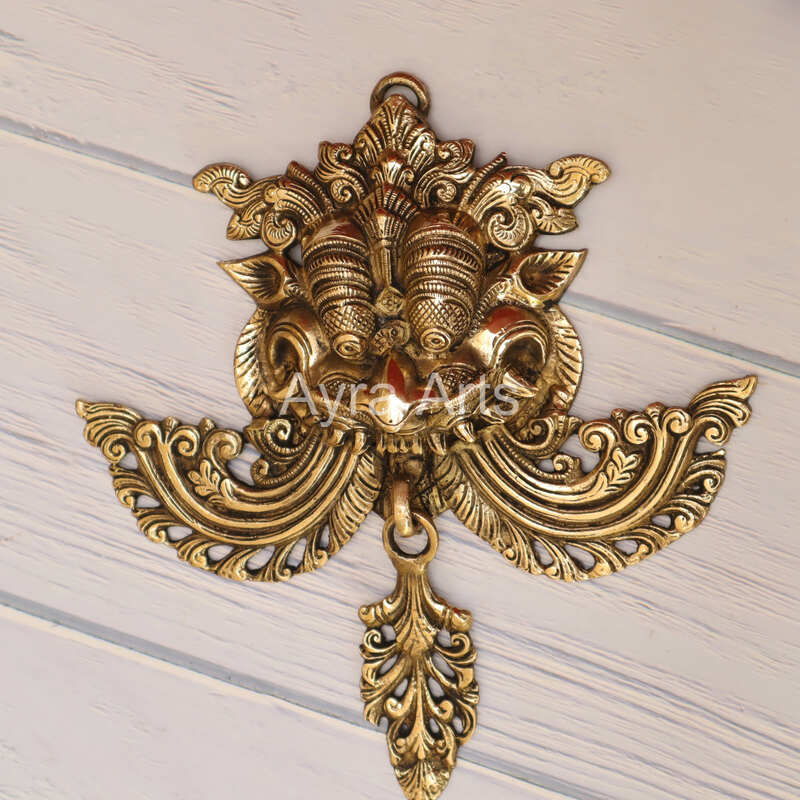 Brass Yali Wall Hanging Evil Eye Protector - 10.2 Inch Length