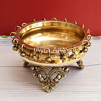 Brass Ghungroo Urli with Stand Traditional bowl for flower decoration - 8 Inch Length