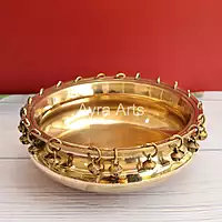 Plain Urli Brass Bowl With Ghungroos - 9 Inch Length