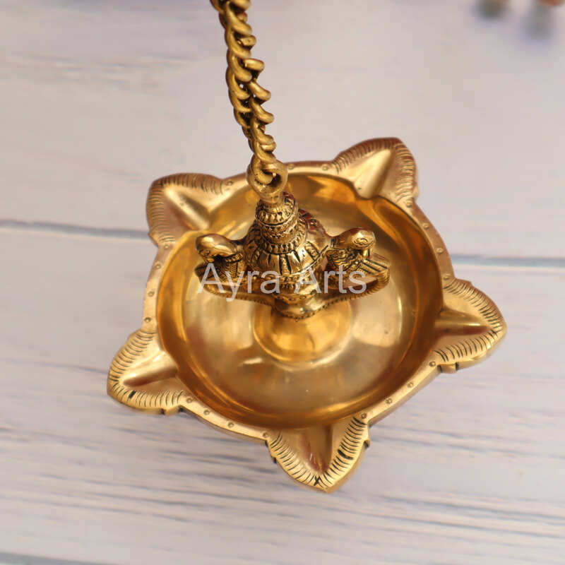 Five Oil Wick Hanging Bird Lamp With Chain - 26 Inch Height