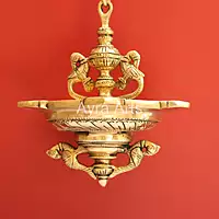 Five Oil Wick Hanging Bird Lamp With Chain - 26 Inch Height