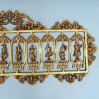 Superfine Brass Dashavatara Wall hanging Panel Ten Incarnations of Lord Vishnu- 33 inch Lenght