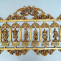 Superfine Brass Dashavatara Wall hanging Panel Ten Incarnations of Lord Vishnu- 33 inch Lenght