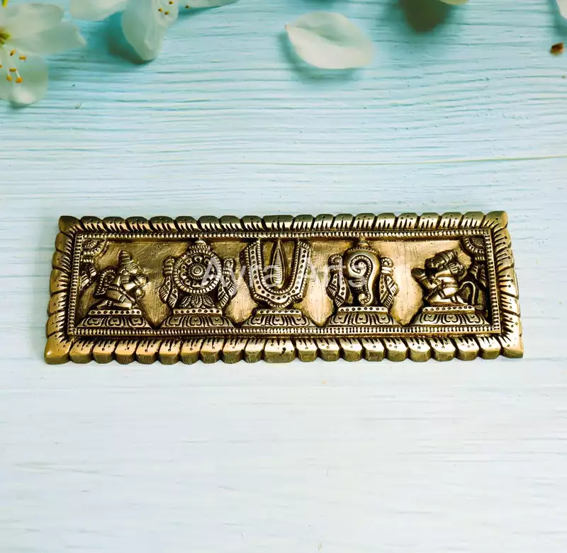 Brass Shank Chakra Namah Hanuman Wall Plate - 11.5 Inch Length