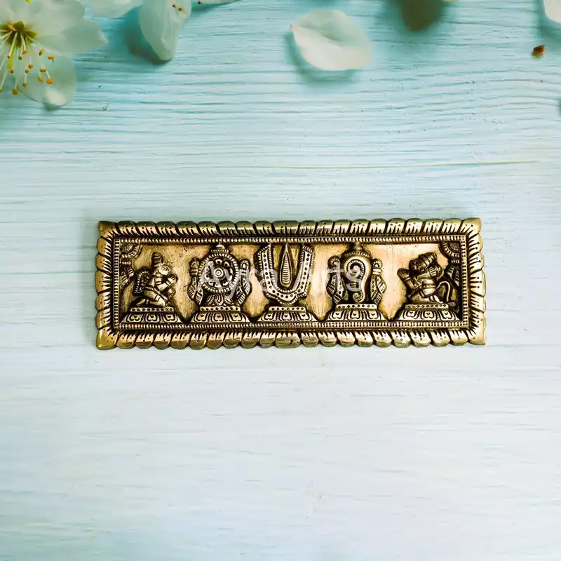 Brass Shank Chakra Namah Hanuman Wall Plate - 11.5 Inch Length