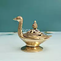 Pure Brass Swan Dhoop Dani Incense Burner for Puja and Home Decor - 4 Inch Height