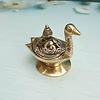 Pure Brass Swan Dhoop Dani Incense Burner for Puja and Home Decor - 4 Inch Height