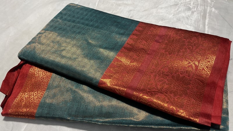 Jasmine Silk Saree - Blueish Gold