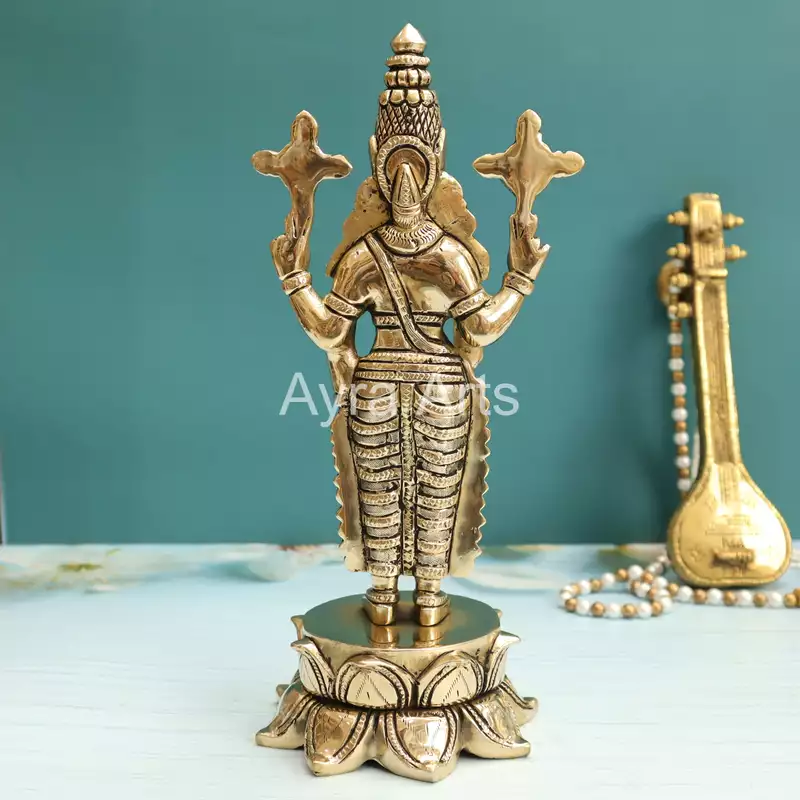 Brass Tirupati Balaji Standing on Lotus Base - 10 Inch Height