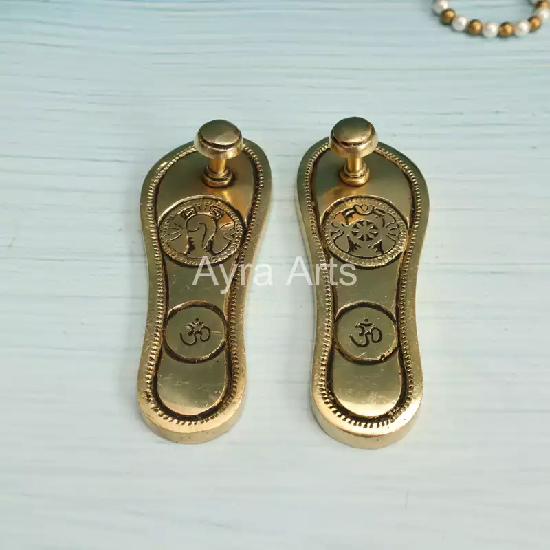 Brass Charana Paduka - 5.5 Inch Length