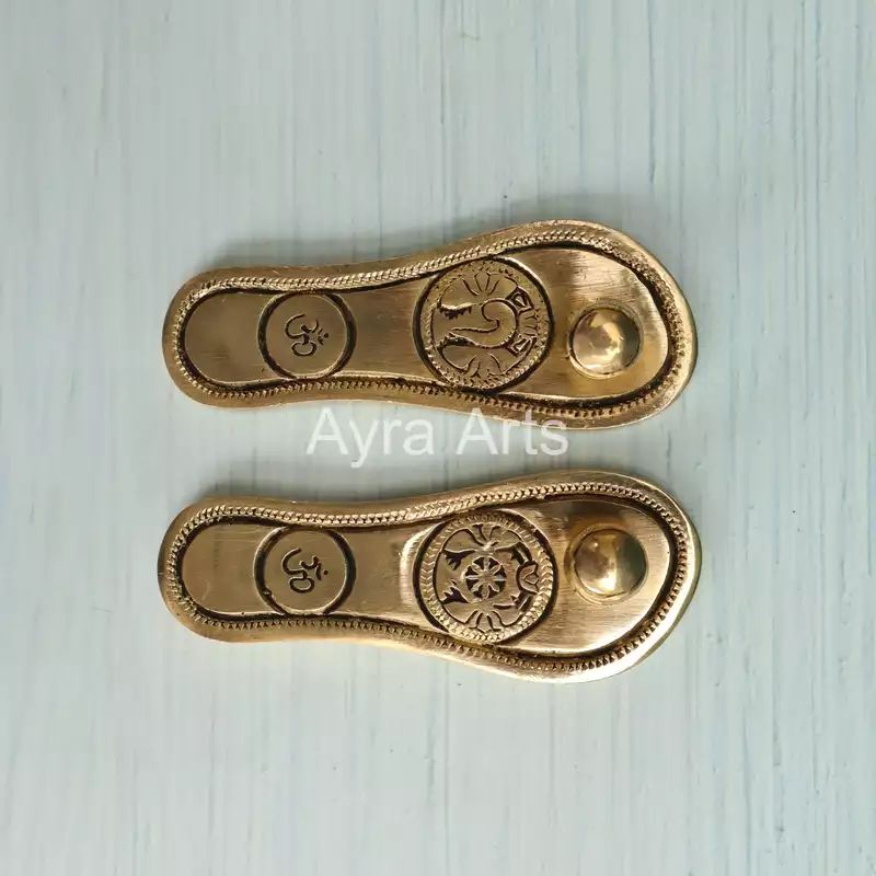 Brass Charana Paduka - 5.5 Inch Length