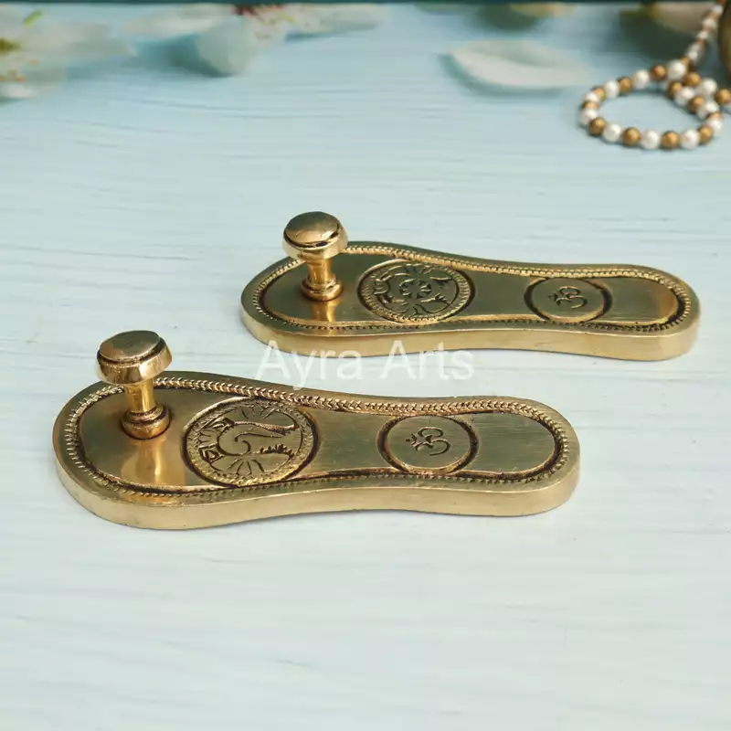 Brass Charana Paduka - 5.5 Inch Length